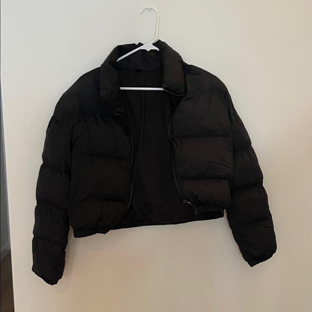 SHEIN Black Cropped Puffer Jacket